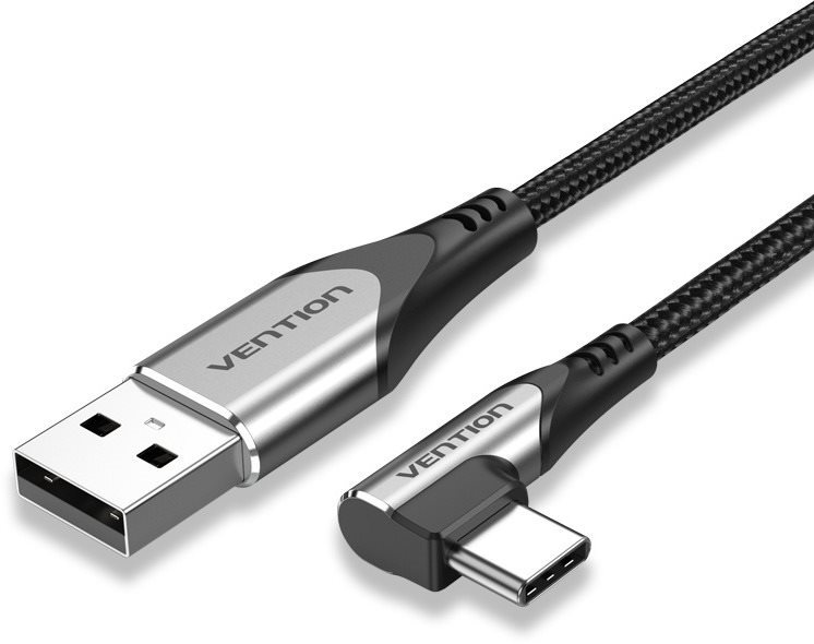 Vention Type-C (USB-C) 90° to USB 2.0 Cotton Cable Gray 0.25m Aluminum Alloy Type