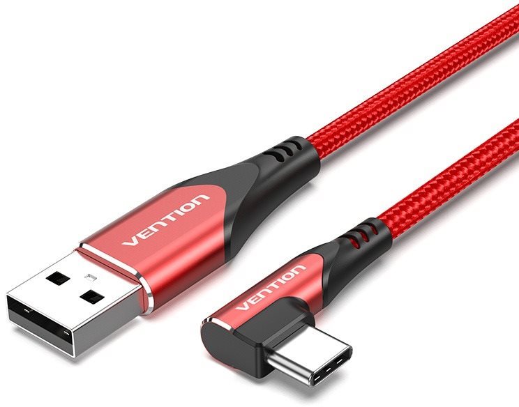 Vention Type-C (USB-C) 90° to USB 2.0 Cotton Cable Red 1m Aluminum Alloy Type