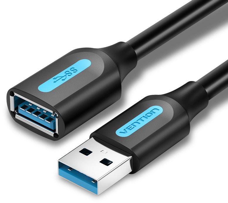 Vention USB 3.0 Male to USB Female Extension Cable 0.5m Black PVC Type