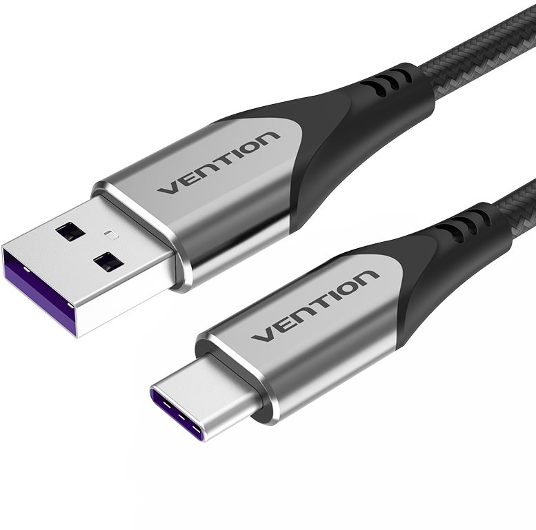 Vention USB-C to USB 2.0 Fast Charging Cable 5A 0.25m Gray Aluminum Alloy Type