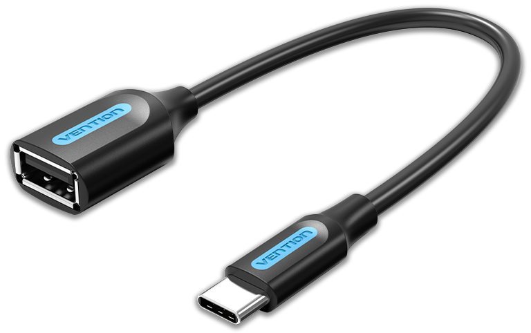 Vention USB-C (M) to USB (F) OTG Cable 0.15m Black PVC Type