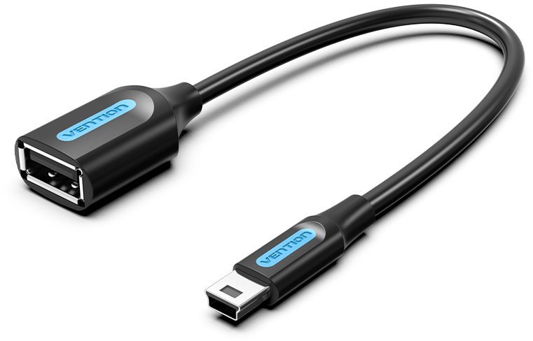 Vention Mini USB (M) to USB (F) OTG Cable 0.15m Black PVC Type