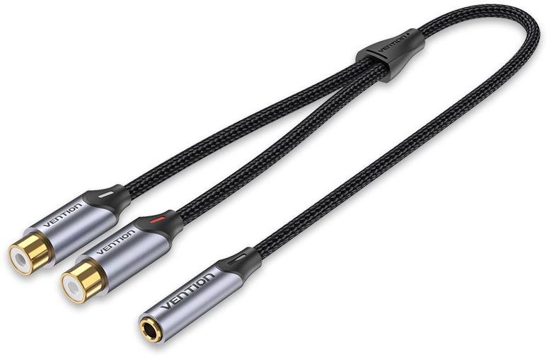 Vention Cotton Braided 3.5mm Female to 2-Female RCA Audio Cable 0.3M Gray Aluminum Alloy Type