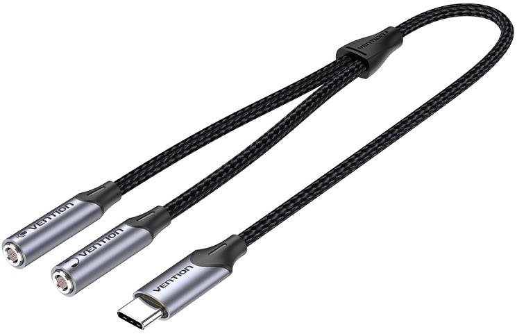 Vention USB-C Male to TRS Audio & Mic Jack 0.3M Gray Aluminum Alloy Type
