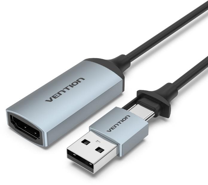 Vention HDMI Female to USB-C / USB-A Male Video Capture Card 0.1M Gray