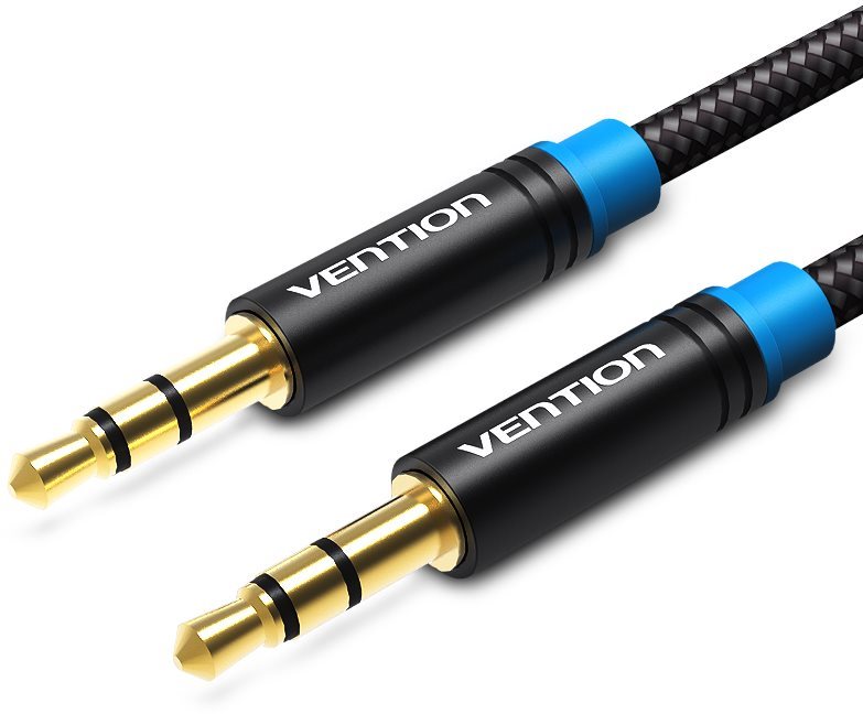 Vention Cotton Braided 3,5mm Jack Male to Male Audio Cable 5m Black Metal Type