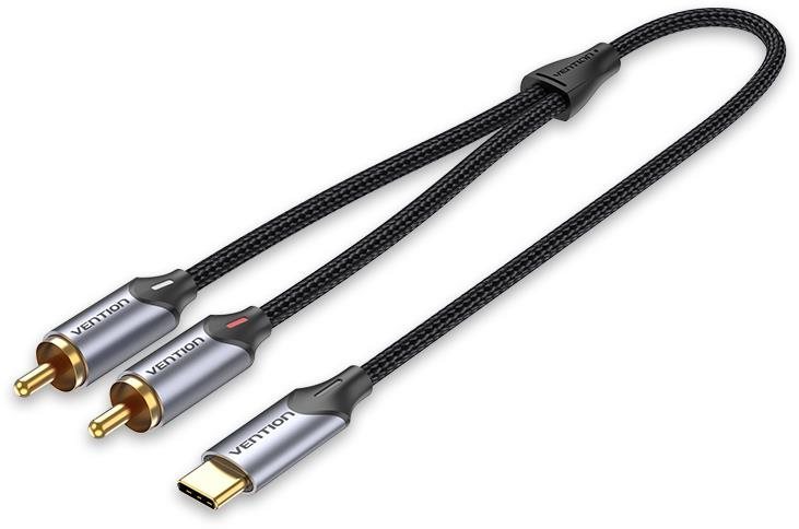 Vention USB-C Male to 2-Male RCA Cable 3M Gray Aluminum Alloy Type