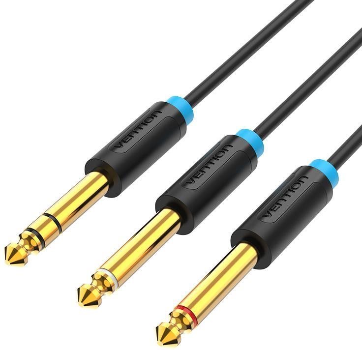 Vention TRS 6.5mm Male to 2*6.5mm Male Audio Cable 2M Black
