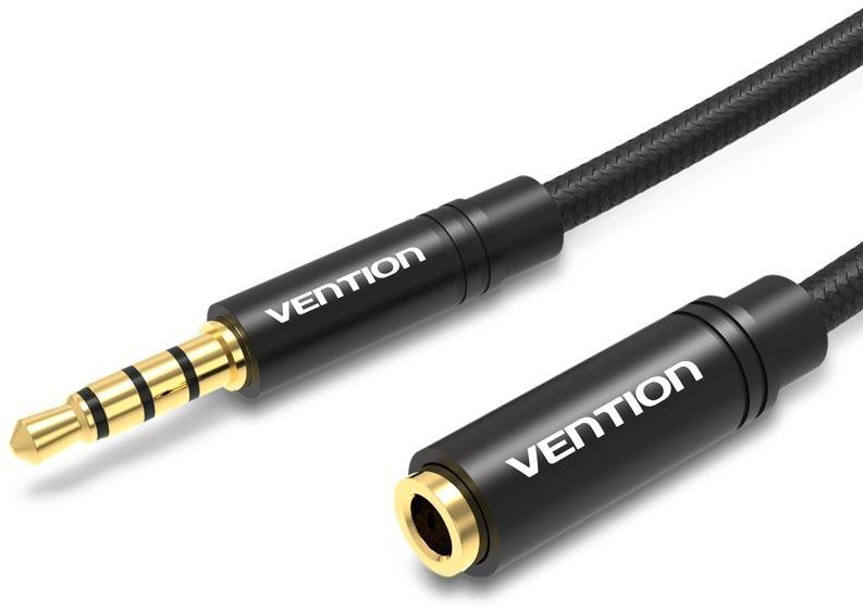Vention Cotton Braided 3.5mm Audio Extension Cable 0.5m Black Metal Type