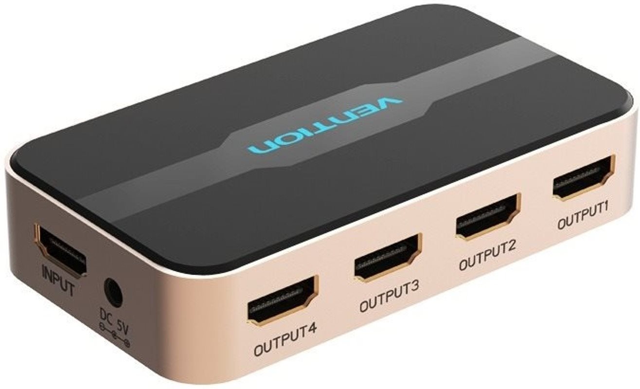 Vention 1 In 4 Out HDMI Splitter 4K@30Hz Gold Aluminum Alloy Type