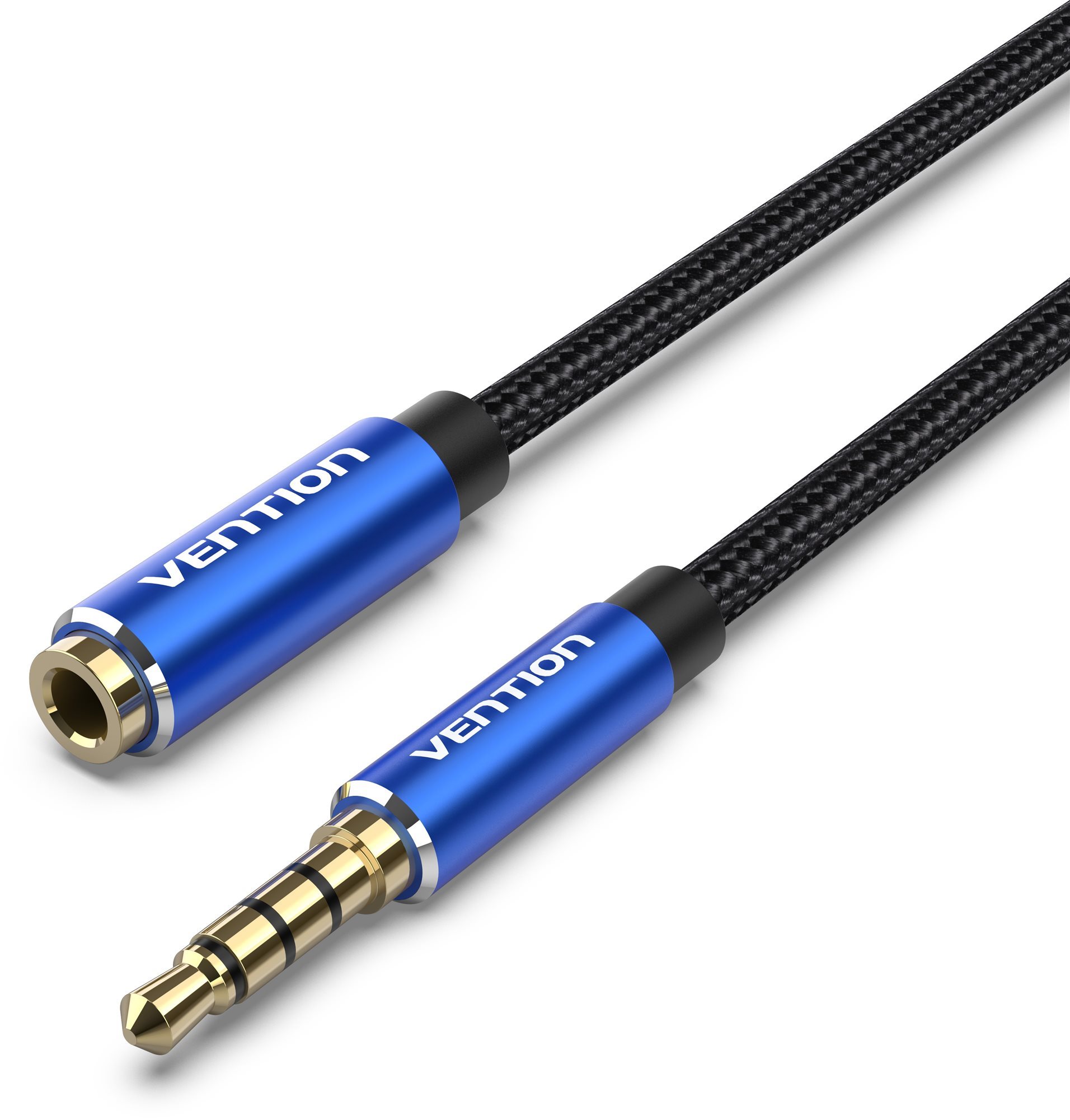 Vention Cotton Braided TRRS 3,5 mm Male to 3,5 mm Female Audio Extension 0,5 m Blue Aluminum Alloy Type