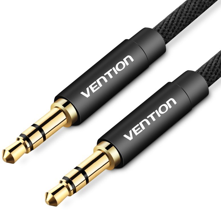 Vention Fabric Braided 3,5mm Jack Male to Male Audio Cable 1m Black Metal Type