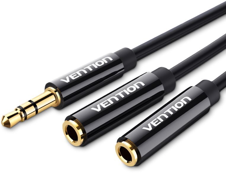 Vention 3,5mm Male to 2x 3,5mm Female Stereo Splitter Cable 0,3m Black ABS Type