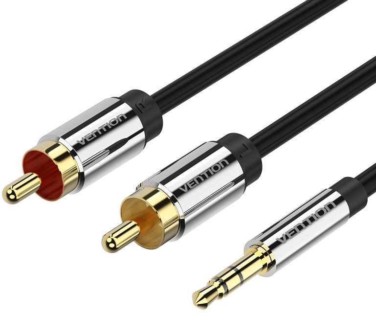 Vention 3,5mm Jack Male to 2x RCA Male Audio Cable 1m Black Metal Type