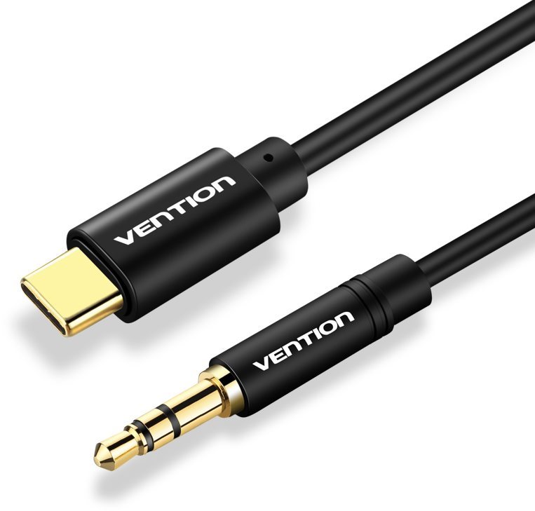 Vention Type-C (USB-C) to 3.5mm Male Spring Audio Cable 1m Black Metal Type