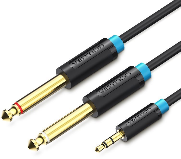 Vention 3.5mm Male to 2x 6.3mm Male Audio Cable 0.5m Black