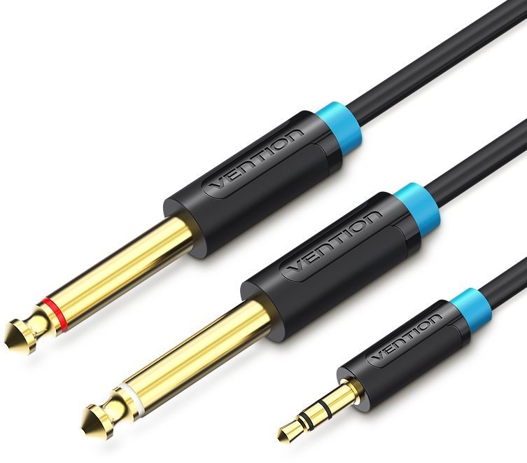 Vention 3.5mm Male to 2x 6.3mm Male Audio Cable 1.5m Black