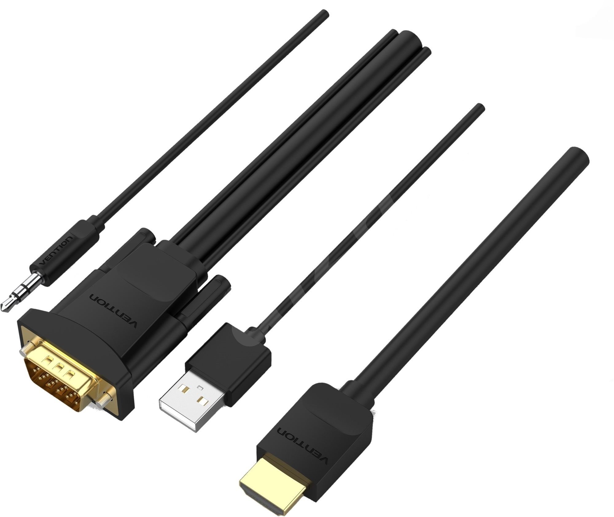 Vention HDMI to VGA Cable with Audio Output & USB Power Supply 1.5m Black