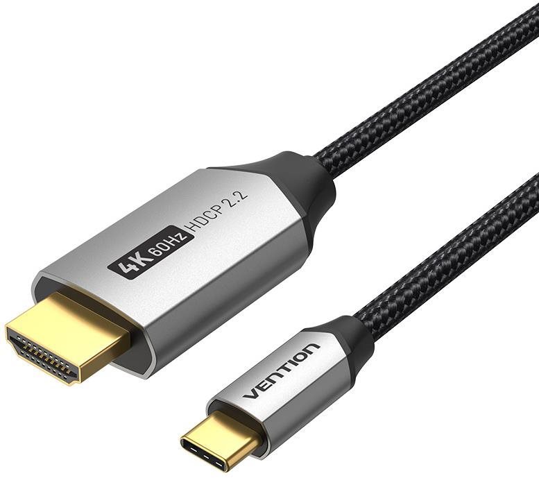 Vention Cotton Braided USB-C to HDMI Cable 1 m Black Aluminum Alloy Type