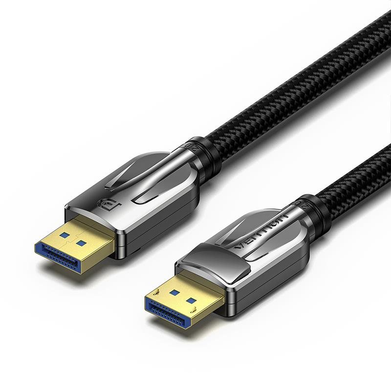 Vention Cotton Braided DP 2.0 Male to Male 8K HD Cable 1 m Black Zinc Alloy Type