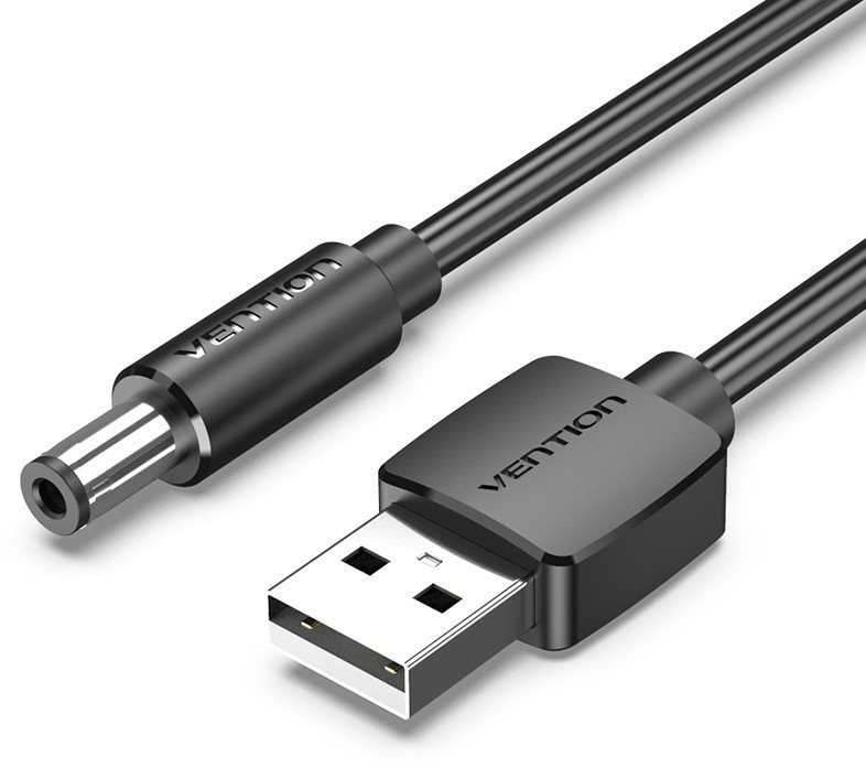 Vention USB to DC 5.5mm Power Cord 1.5M Black Tuning Fork Type