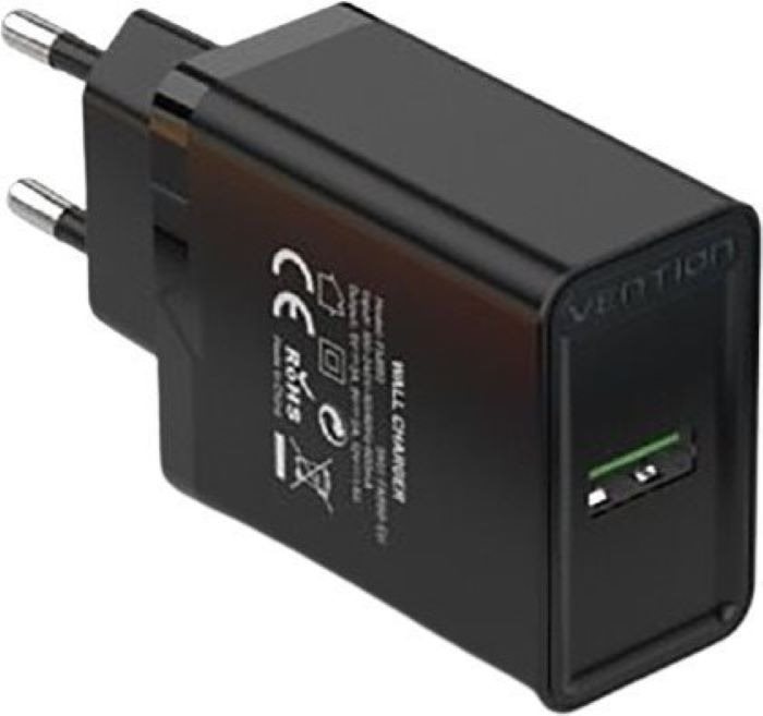 Vention 1-port USB Wall Quick Charger (18W) Black