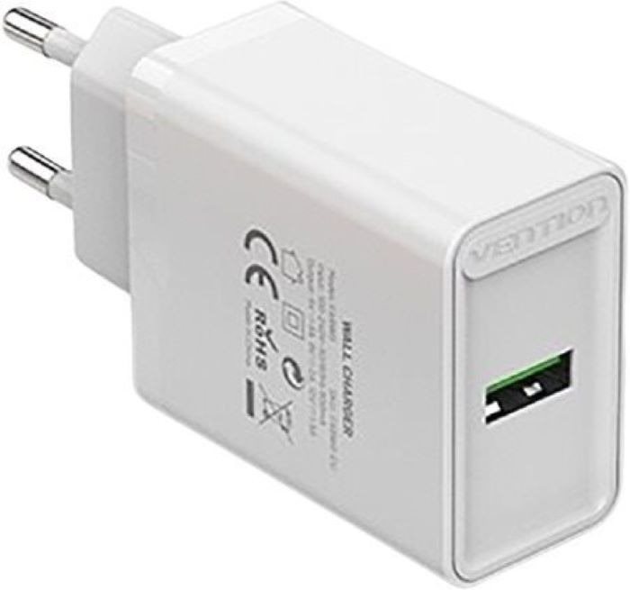 Vention 1-port USB Wall Quick Charger (18W) White