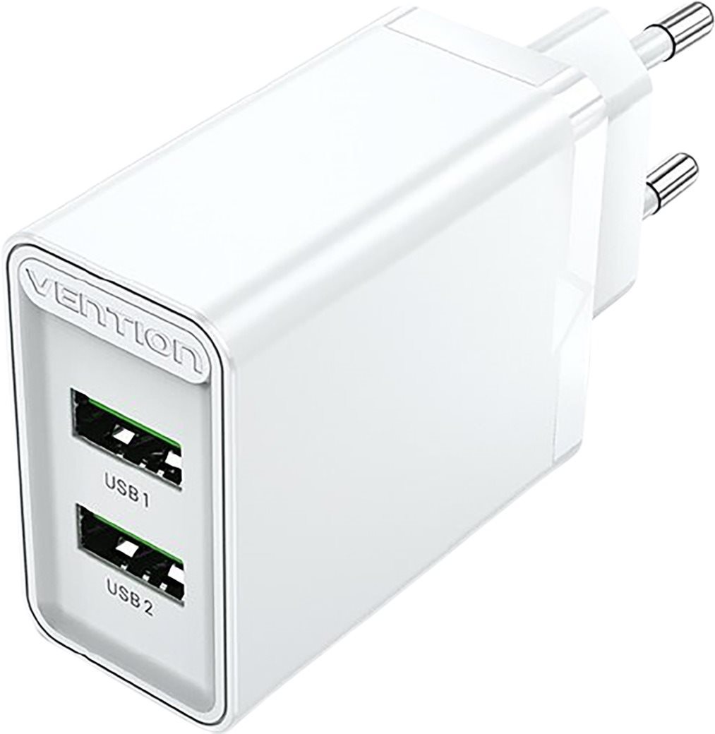 Vention 2-Port USB (A+A) Wall Charger (18W) White