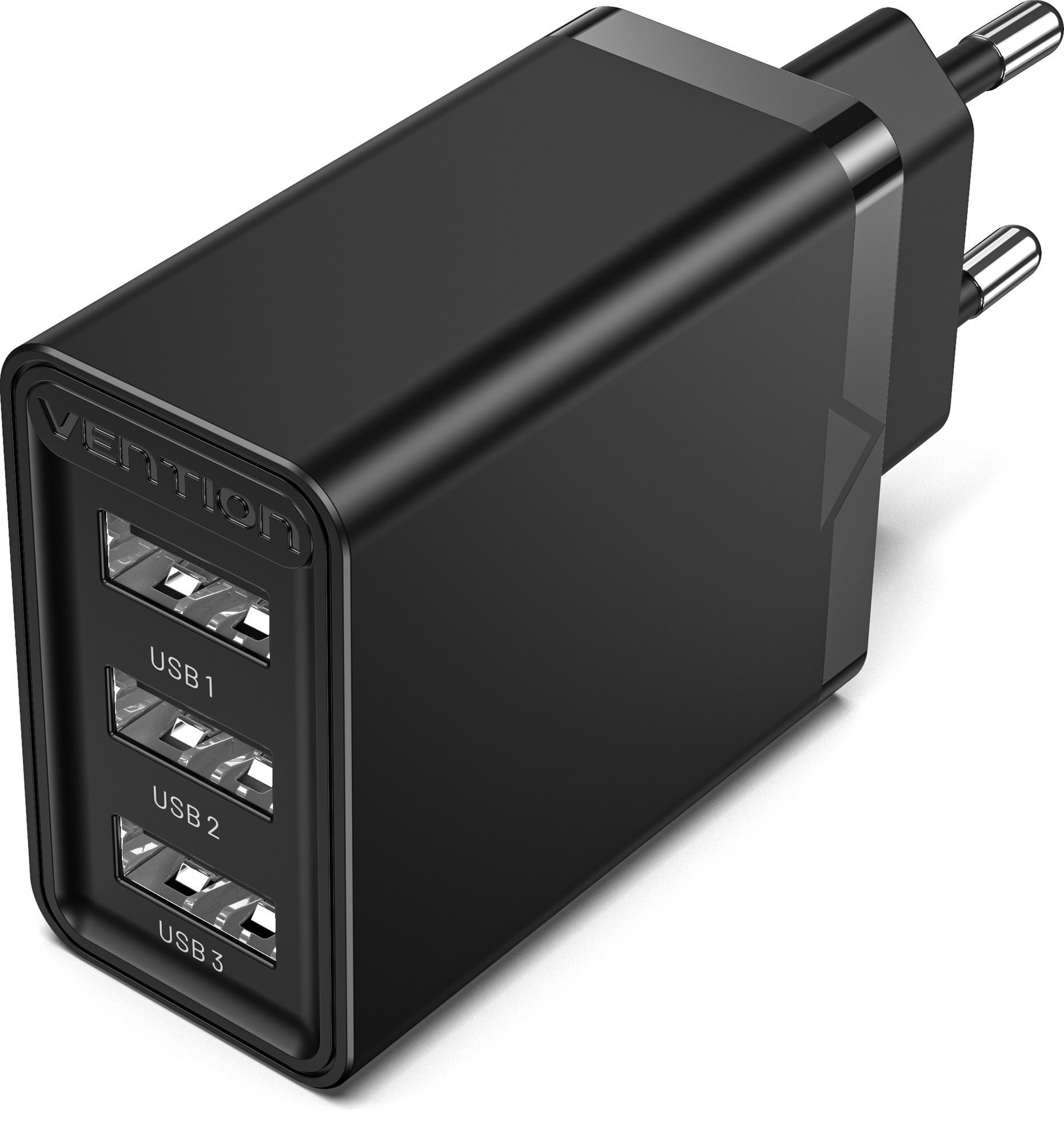 Vention 3-port USB Wall Charger (12W / 12W / 12W) Black