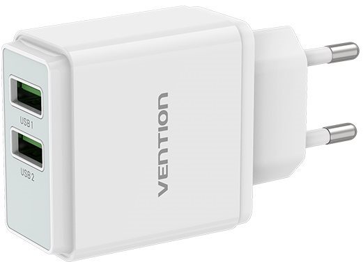 Vention Dual Quick 3.0 USB-A Wall Charger (18W + 18W) White