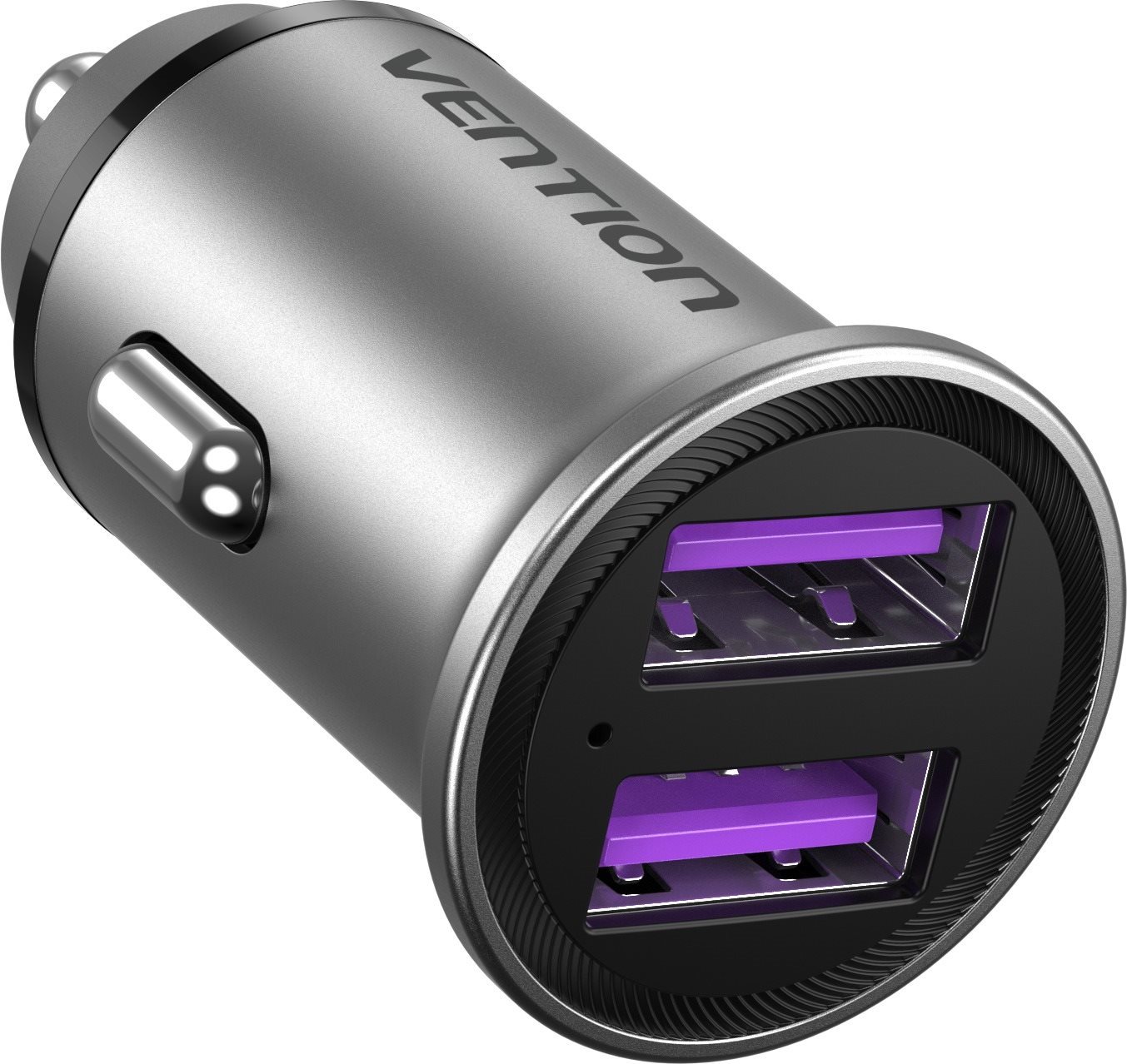 Vention Two-Port USB A+A (30 W/30 W) Car Charger Gray Mini Style Aluminium Alloy Type