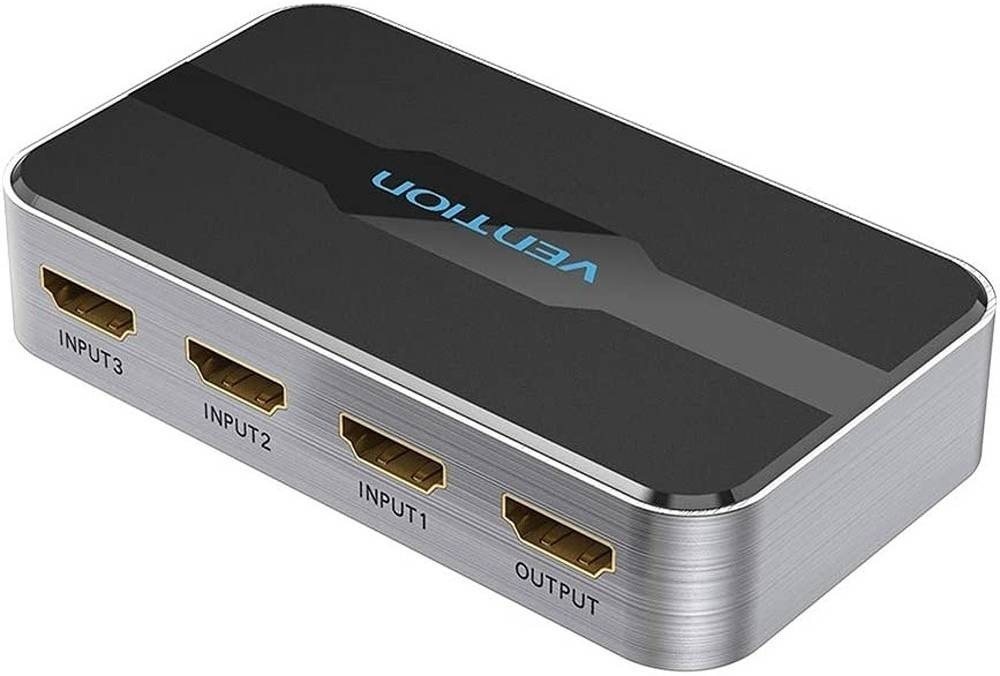 Vention 3 In 1 Out HDMI Switcher Gray Aluminium Alloy Type