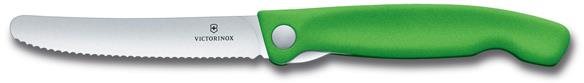 Victorinox Swiss Classic Kihajtható uzsonnázó kés recés éllel, zöld 11 cm