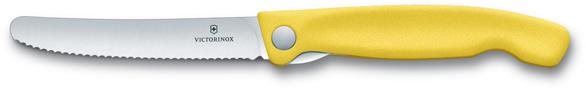 Victorinox Swiss Classic Kihajtható uzsonnázó kés recés éllel, sárga 11 cm