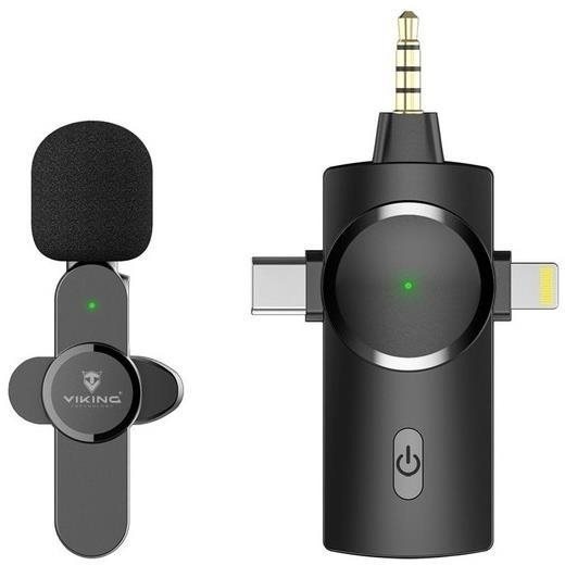 Viking vezeték nélküli mikrofon M360 csipesszel, USB-C / Lightning / 3,5 mm-es jack csatlakozóval