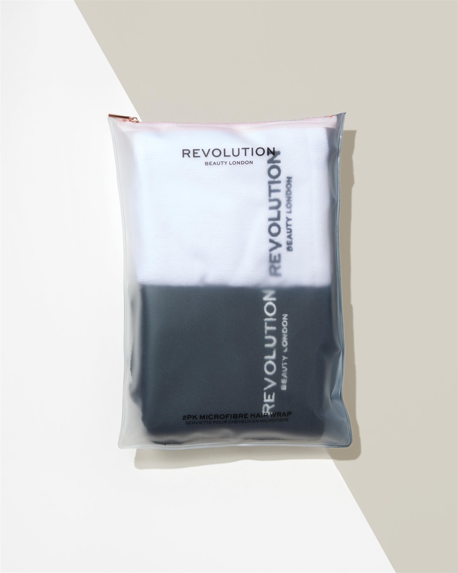 REVOLUTION HAIRCARE 2pk Plain Microfibre Hair Wraps - Black/White