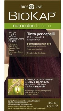 Természetes hajfesték BIOKAP Nutricolor Delicato Mahogany Light Brown Gentle Dye 5.50 140 ml