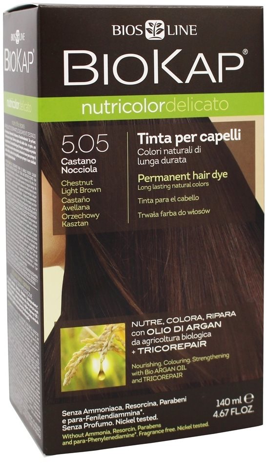 Természetes hajfesték BIOKAP Nutricolor Delicato Chestnut Light Brown Gentle Dye 5.05 140 ml
