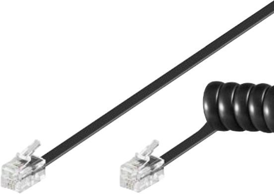 PremiumCord Spirál telefonkagyló kábel RJ-14 4 eres 2 m - fekete