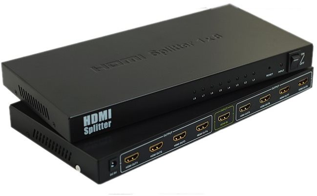 PremiumCord HDMI splitter, 8 portos, fém, hálózati adapterrel