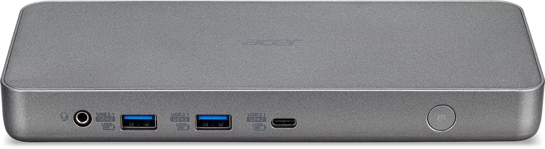 Acer USB Type-C Dock II D501 - 1xUSB-C (felfelé irányuló adatfolyam az NB-hez), 2xUSB-A 3.1 Gen2, 4xUSB-A 3.1 Gen1, 1xDP 1.4 / HDMI 2.0, 1xRJ45