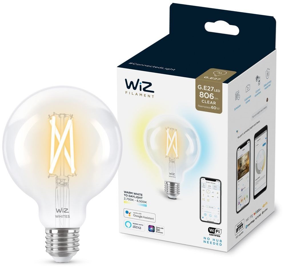 LED izzó WiZ Tunable White 60 W E27 G95 Filament