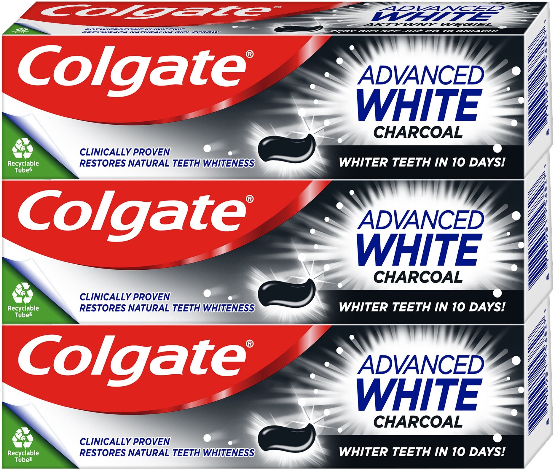 COLGATE Advanced White Charcoal 3 × 75 ml