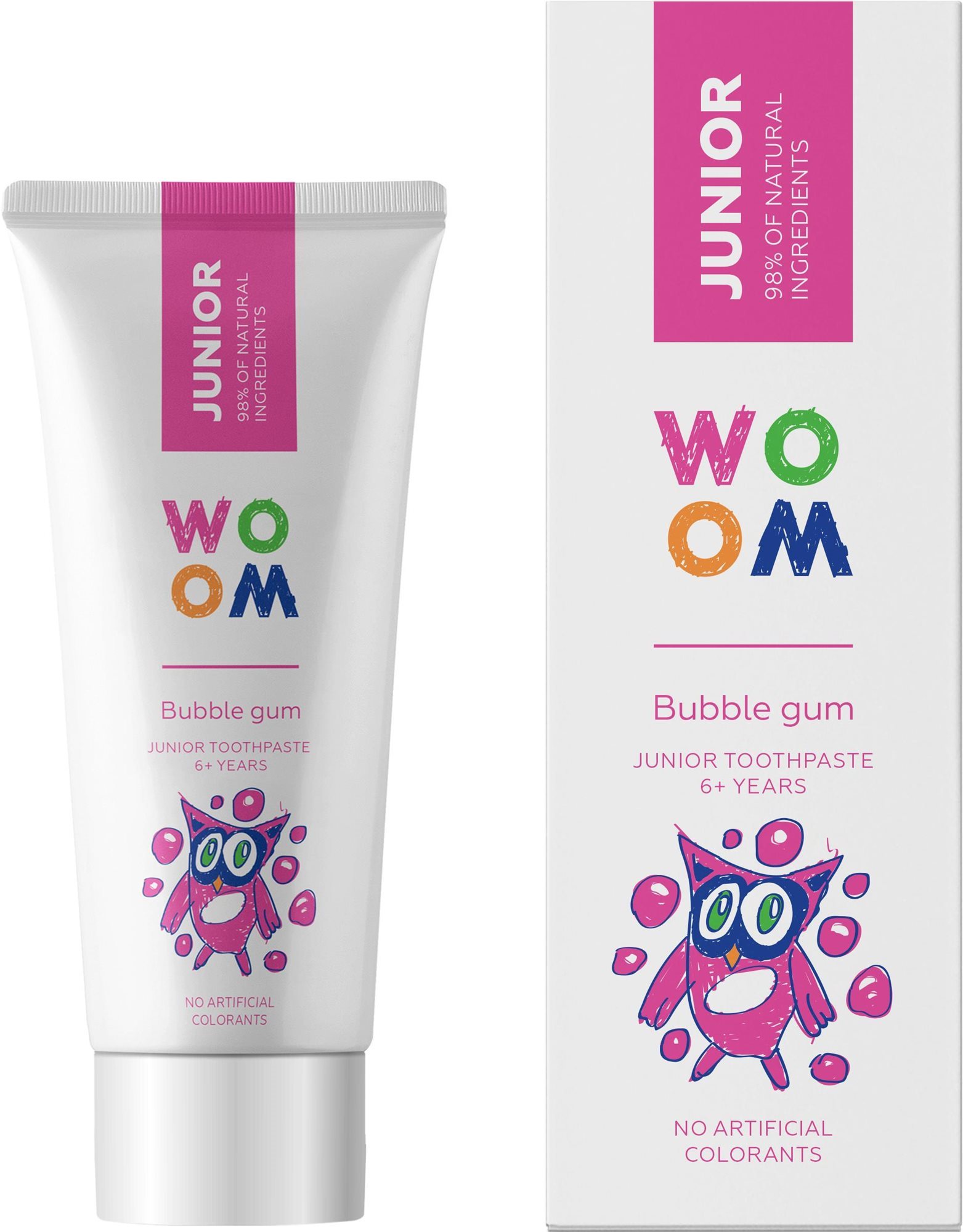 Fogkrém WOOM Junior Bubble Gum, gyermekeknek 6 éves kortól, 50 ml