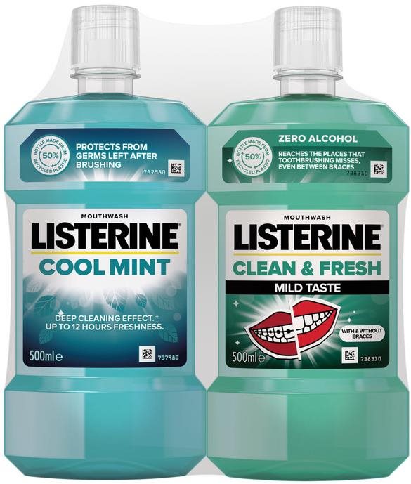 LISTERINE CoolMint 500 ml + Clean &Fresh 500 ml