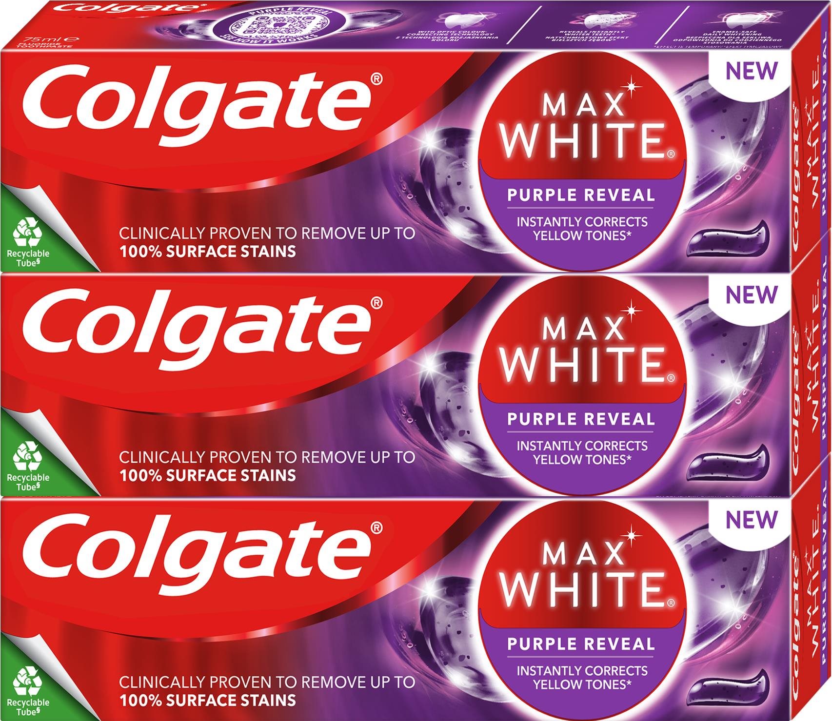 COLGATE Max White Purple Reveal 3x 75 ml