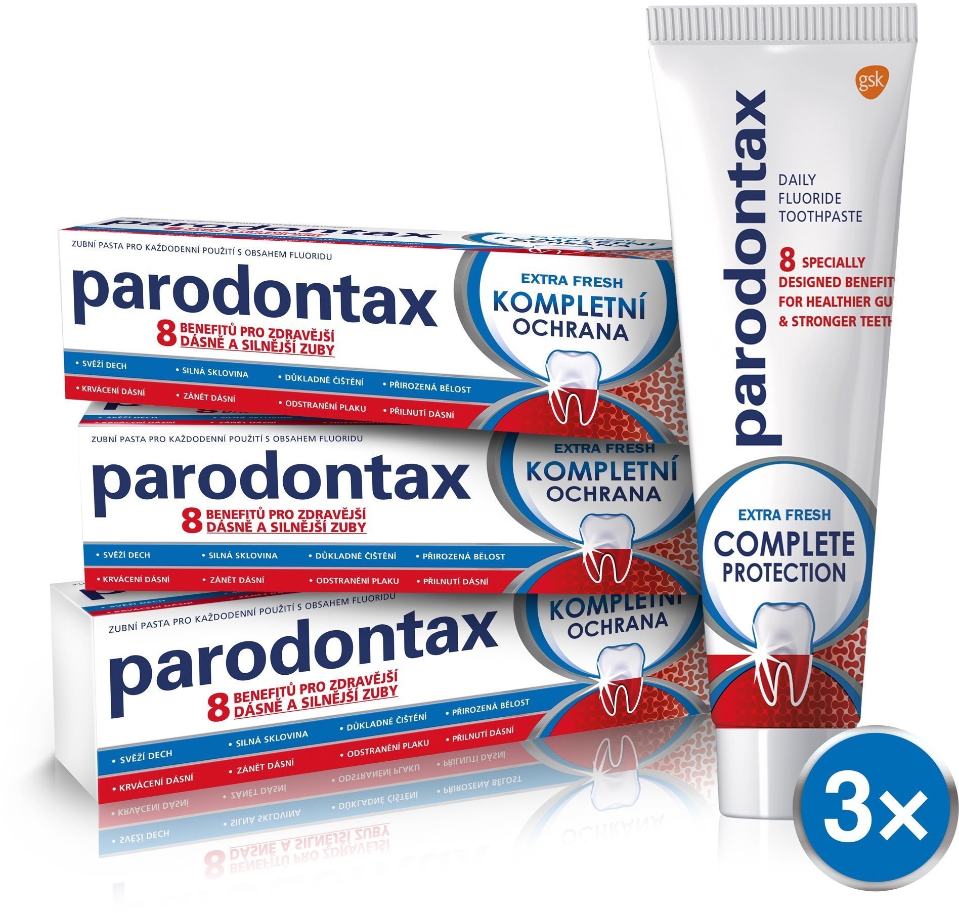 PARODONTAX Complete Protection Extra fresh 3 × 75 ml