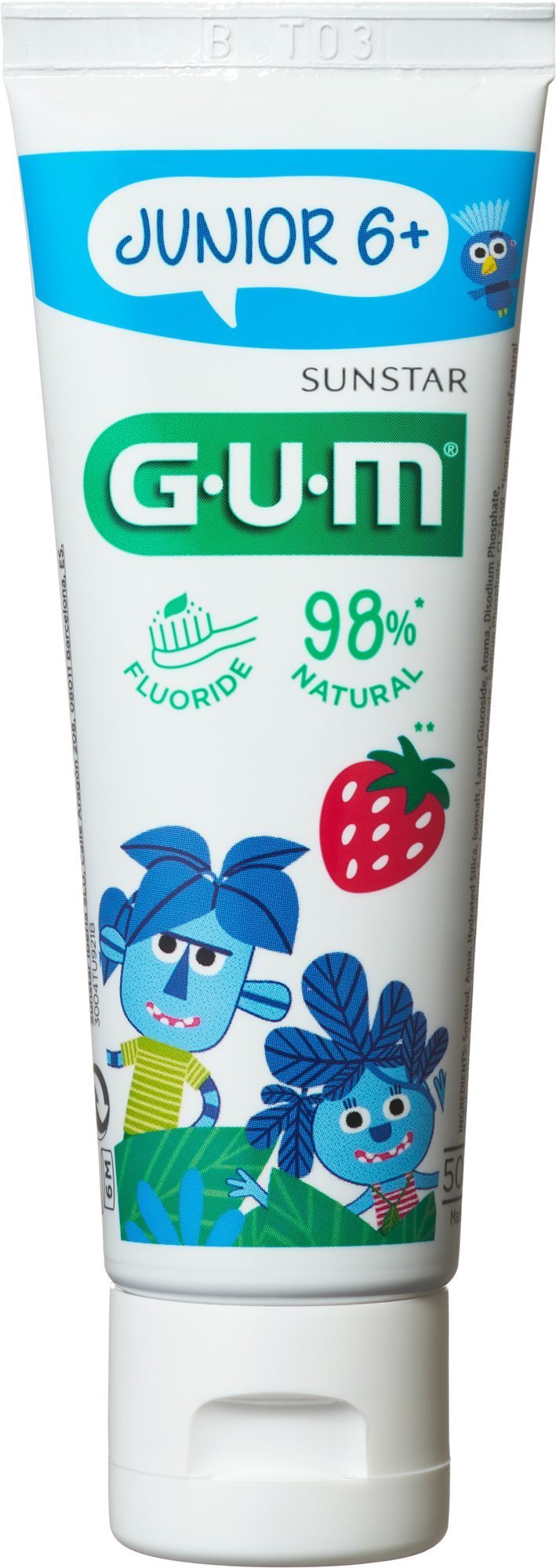 GUM Junior Monster (6-12 év), eper ízű, 50 ml