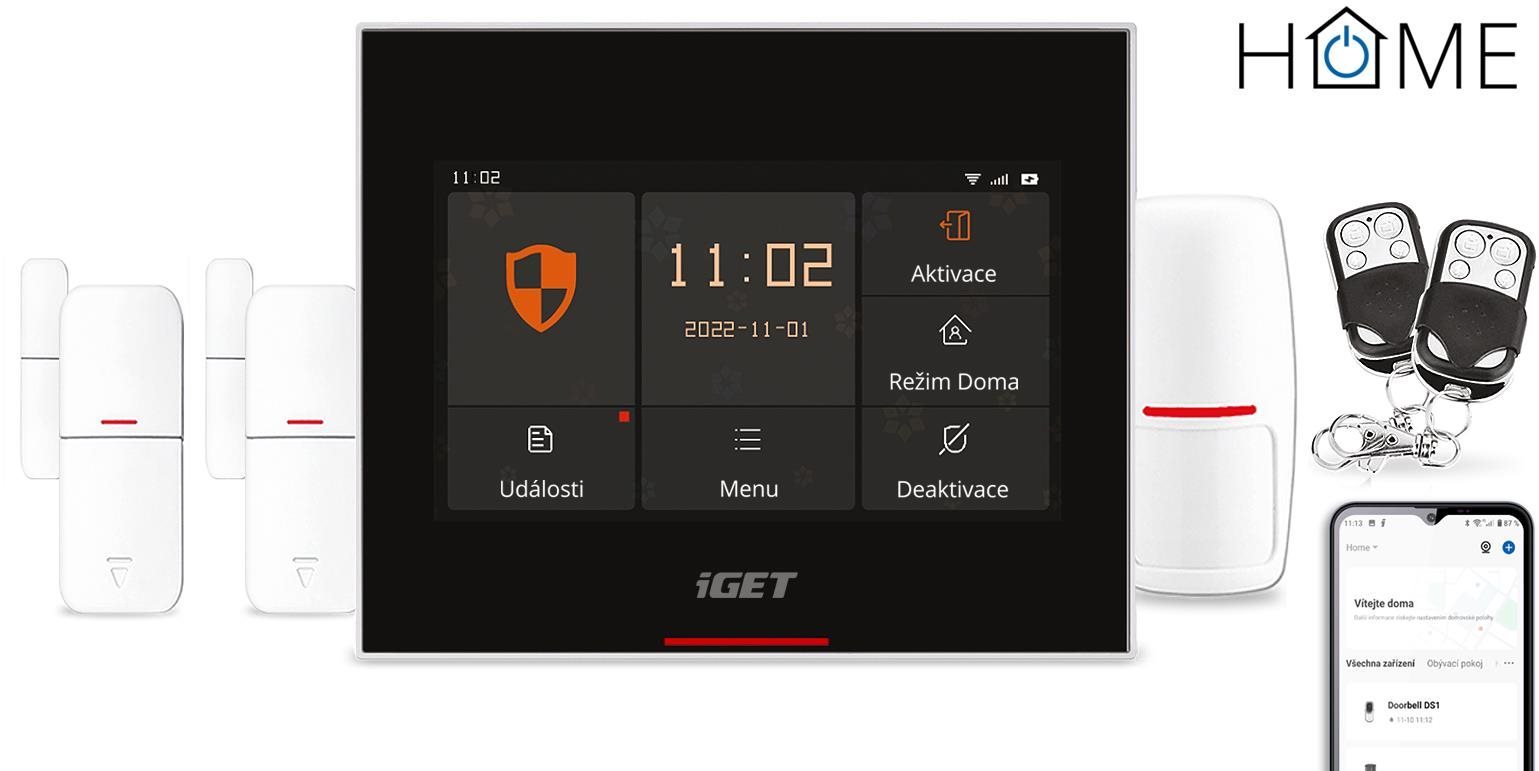 Biztonsági rendszer iGET HOME Alarm X5 - Intelligens Wi-Fi biztonsági rendszer érintős LCD-vel, iGET HOME alkalmazás, sz