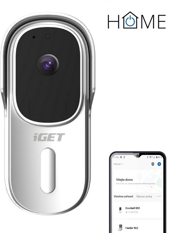 iGET HOME Doorbell DS1 White - akkumulátoros WiFi videó kaputelefon FullHD videó- és hangátvitellel